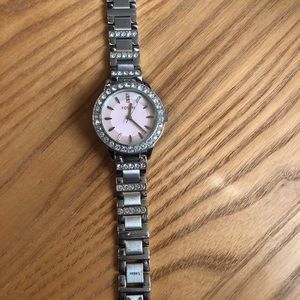 Fossil Pink and Silver Diamond Watch